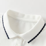 Dave&Bella Summer Toddler Girls White/Pink College-style Stretchable Dress-style Polos