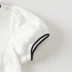 Dave&Bella Summer Toddler Girls White/Pink College-style Stretchable Dress-style Polos