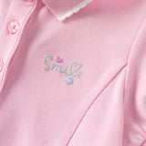Dave&Bella Summer Toddler Girls White/Pink College-style Stretchable Dress-style Polos