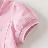 Dave&Bella Summer Toddler Girls White/Pink College-style Stretchable Dress-style Polos