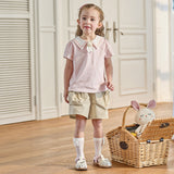 Dave&Bella Summer Toddler Girls Khaki Bow Desgin Comfortable Daily Soft Shorts