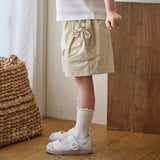 Dave&Bella Summer Toddler Girls Khaki Bow Desgin Comfortable Daily Soft Shorts