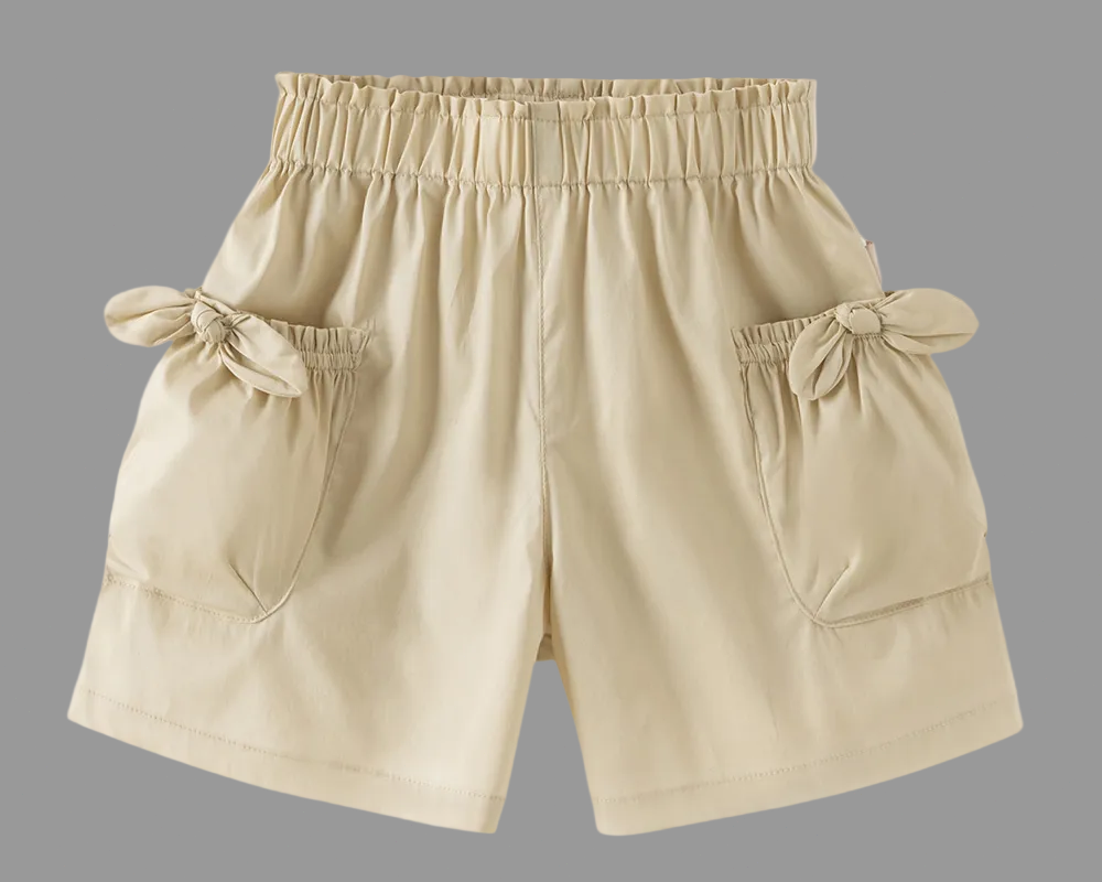 Dave&Bella Summer Toddler Girls Khaki Bow Desgin Comfortable Daily Soft Shorts