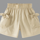 Dave&Bella Summer Toddler Girls Khaki Bow Desgin Comfortable Daily Soft Shorts
