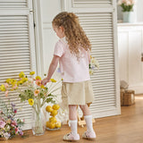 Dave&Bella Summer Toddler Girls Khaki Bow Desgin Comfortable Daily Soft Shorts