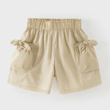 Dave&Bella Summer Toddler Girls Khaki Bow Desgin Comfortable Daily Soft Shorts