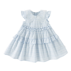 Dave&Bella Summer Toddler Girls Elegant Light Blue Flutter Sleeve Cotton A-line Dress