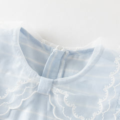Dave&Bella Summer Toddler Girls Elegant Light Blue Flutter Sleeve Cotton A-line Dress