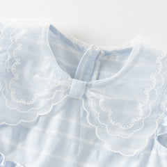 Dave&Bella Summer Toddler Girls Elegant Light Blue Flutter Sleeve Cotton A-line Dress