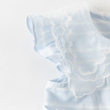 Dave&Bella Summer Toddler Girls Elegant Light Blue Flutter Sleeve Cotton A-line Dress