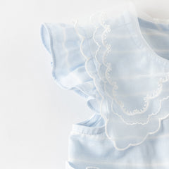 Dave&Bella Summer Toddler Girls Elegant Light Blue Flutter Sleeve Cotton A-line Dress