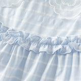 Dave&Bella Summer Toddler Girls Elegant Light Blue Flutter Sleeve Cotton A-line Dress