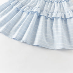 Dave&Bella Summer Toddler Girls Elegant Light Blue Flutter Sleeve Cotton A-line Dress