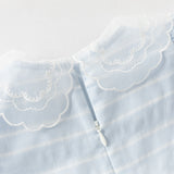 Dave&Bella Summer Toddler Girls Elegant Light Blue Flutter Sleeve Cotton A-line Dress