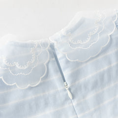 Dave&Bella Summer Toddler Girls Elegant Light Blue Flutter Sleeve Cotton A-line Dress