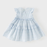 Dave&Bella Summer Toddler Girls Elegant Light Blue Flutter Sleeve Cotton A-line Dress