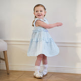 Dave&Bella Summer Toddler Girls Elegant Light Blue Flutter Sleeve Cotton A-line Dress