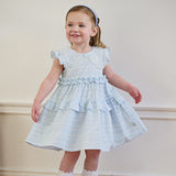 Dave&Bella Summer Toddler Girls Elegant Light Blue Flutter Sleeve Cotton A-line Dress