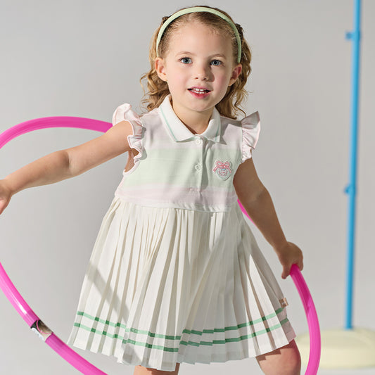 Dave&Bella Summer Toddler Girls Sweet Pink Preppy Polo Collar Sleeveless Dress