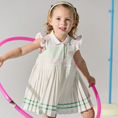 Dave&Bella Summer Toddler Girls Sweet Pink Preppy Polo Collar Sleeveless Dress