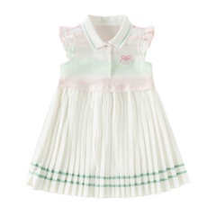 Dave&Bella Summer Toddler Girls Sweet Pink Preppy Polo Collar Sleeveless Dress