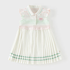 Dave&Bella Summer Toddler Girls Sweet Pink Preppy Polo Collar Sleeveless Dress