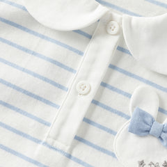 Dave&Bella Toddler Girls Summer Red/Blue Fashion Striped Breathable Cotton Polos