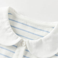 Dave&Bella Toddler Girls Summer Red/Blue Fashion Striped Breathable Cotton Polos