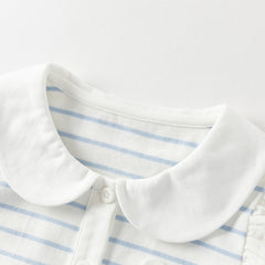 Dave&Bella Toddler Girls Summer Red/Blue Fashion Striped Breathable Cotton Polos