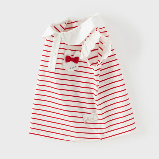 Dave&Bella Toddler Girls Summer Red/Blue Fashion Striped Breathable Cotton Polos
