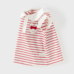 Dave&Bella Toddler Girls Summer Red/Blue Fashion Striped Breathable Cotton Polos