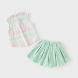 Dave&Bella Summer Girls Sweet Pink Preppy Polo Collar Sleeveless Outfit Sets
