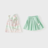 Dave&Bella Summer Girls Sweet Pink Preppy Polo Collar Sleeveless Outfit Sets