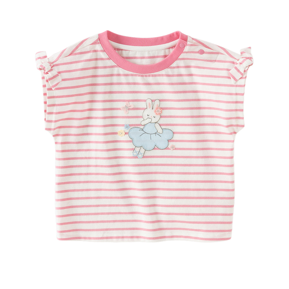 Dave&Bella Toddler Girls Summer Stylish Striped Sleeveless Soft Cotton T-shirts