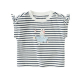 Dave&Bella Toddler Girls Summer Stylish Striped Sleeveless Soft Cotton T-shirts