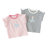 Dave&Bella Toddler Girls Summer Stylish Striped Sleeveless Soft Cotton T-shirts