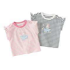 Dave&Bella Toddler Girls Summer Stylish Striped Sleeveless Soft Cotton T-shirts