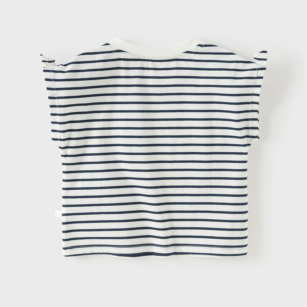 Dave&Bella Toddler Girls Summer Stylish Striped Sleeveless Soft Cotton T-shirts