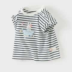Dave&Bella Toddler Girls Summer Stylish Striped Sleeveless Soft Cotton T-shirts