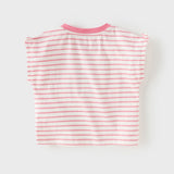 Dave&Bella Toddler Girls Summer Stylish Striped Sleeveless Soft Cotton T-shirts