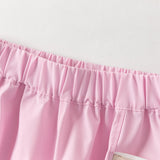 Dave&Bella Summer Toddler Girls Pink Breathable Cartoon Print Sports Outfit Sets