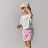 Dave&Bella Summer Toddler Girls Pink Breathable Cartoon Print Sports Outfit Sets
