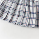 Dave&Bella Toddler Girls Summer White Doll Collar College Plaid Skirt Suits