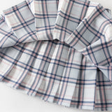 Dave&Bella Toddler Girls Summer White Doll Collar College Plaid Skirt Suits
