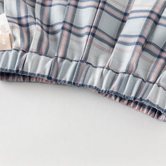 Dave&Bella Toddler Girls Summer White Doll Collar College Plaid Skirt Suits