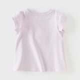 Dave&Bella Summer Toddler Girls Cute Purple/White Breathable Cotton Daily T-shirts