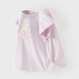 Dave&Bella Summer Toddler Girls Cute Purple/White Breathable Cotton Daily T-shirts