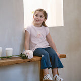 Dave&Bella Summer Toddler Girls Cute Purple/White Breathable Cotton Daily T-shirts