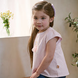 Dave&Bella Summer Toddler Girls Cute Purple/White Breathable Cotton Daily T-shirts