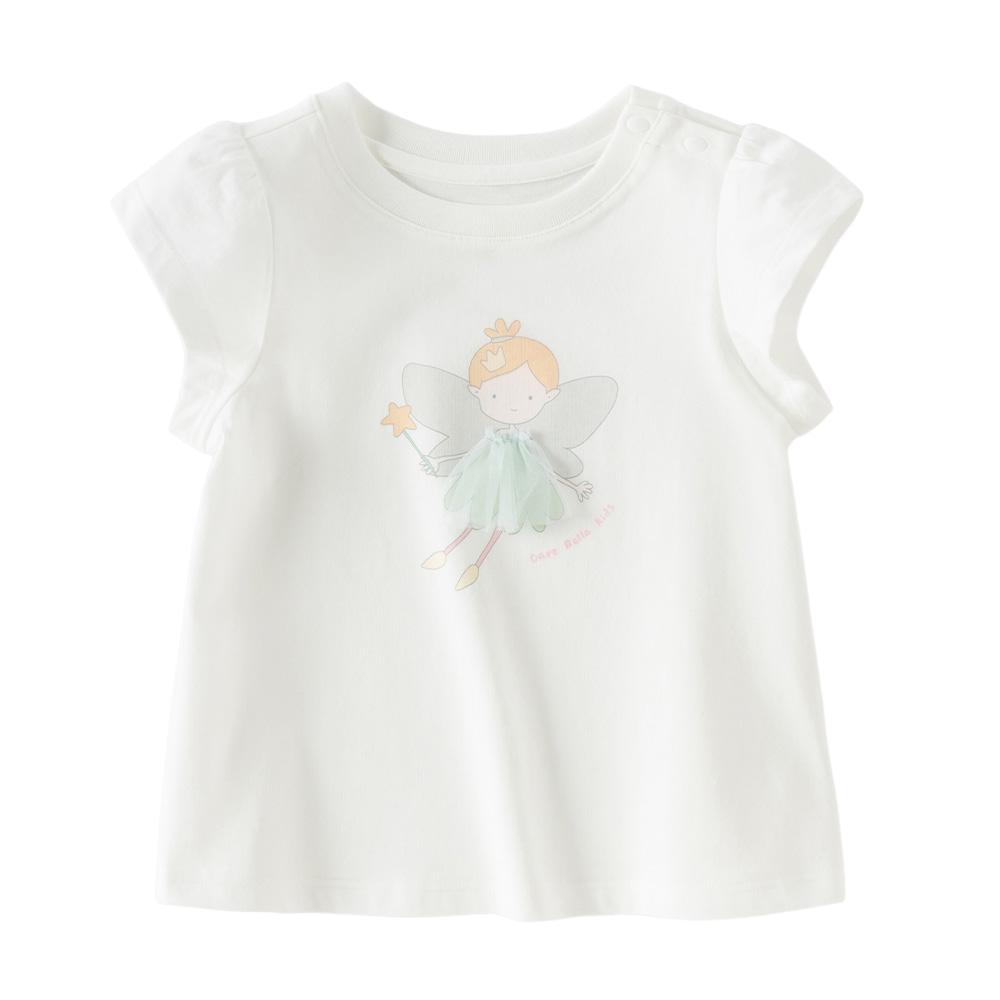 Dave&Bella Summer Toddler Girls Cute Purple/White Breathable Cotton Daily T-shirts